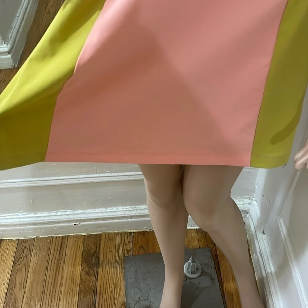 Outdoor Voices Pink and Yellow One Shoulder A-Line Dress